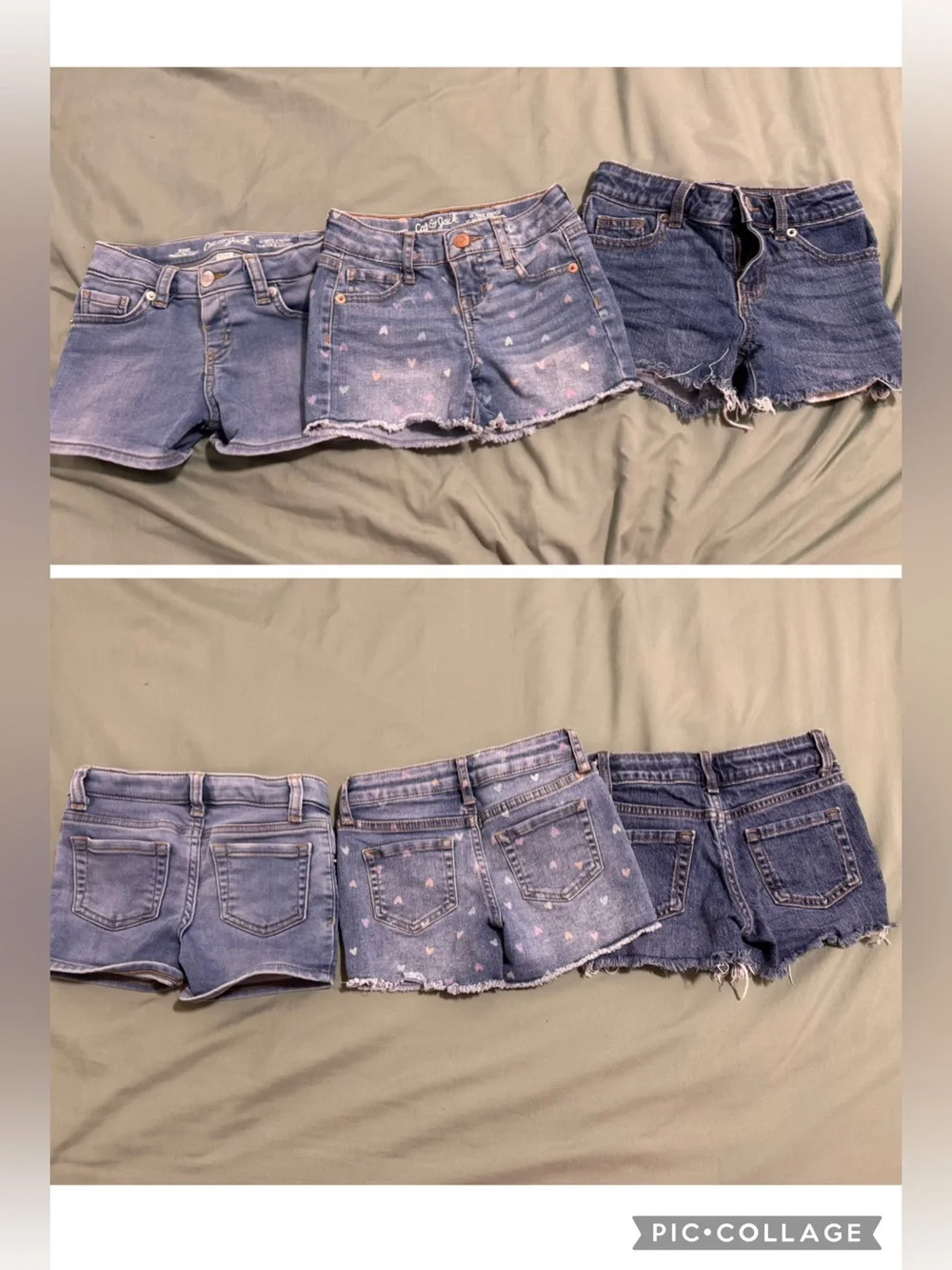 3 Cat & Jack Girls' Denim Cutoff Shorts - Light Blue / Medium Blue / Dark Blue
